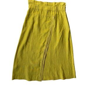 ONZ Linen Lime Yellow Green A-Line Skirt size S